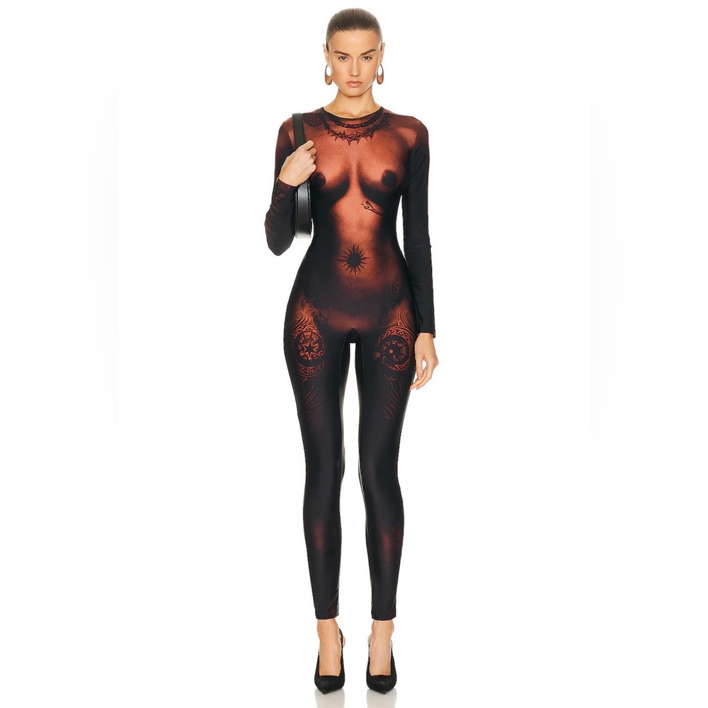 Jean Paul Gaultier Printer Corps Long Sleeve High Neck Jumpsuit